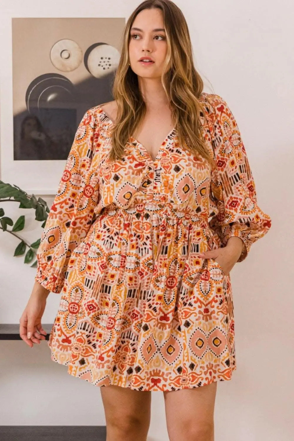 Whimsical Print Flutter Sleeve Jumpsuit with Functional Pockets - Love Salve